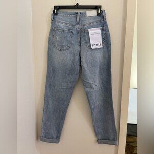 Pistola Presley High Rise Relaxed Roller Jeans Sz 25 Distressed Light Wash NWT
